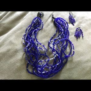 Beaded necklace and earrings